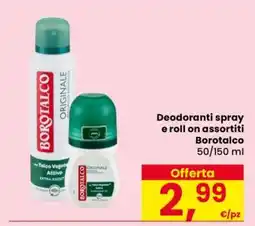 Eurospar Deodoranti spray e roll on assortiti Borotalco offerta