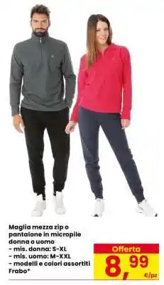 Eurospar Maglia mezza zip o pantalone in micropile donna o uomo offerta