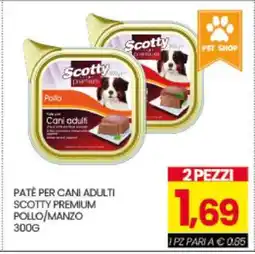 Eurospar PATÈ PER CANI ADULTI SCOTTY PREMIUM POLLO/MANZO 300G offerta