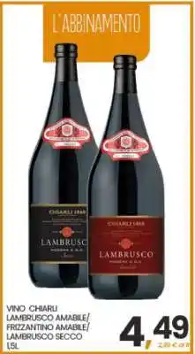 Eurospar VINO CHIARLI LAMBRUSCO AMABILE/FRIZZANTINO AMABILE/LAMBRUSCO SECCO offerta