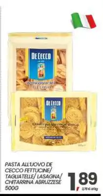 Eurospar Pasta all'uovo De Cecco offerta