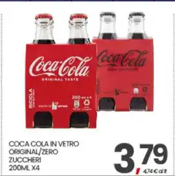 Eurospar COCA COLA IN VETRO ORIGINAL/ZERO ZUCCHERI 200ML X4 offerta