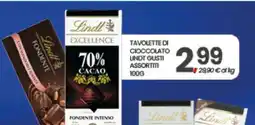 Eurospar TAVOLETTE DI CIOCCOLATO LINDT GUSTI ASSORTITI offerta