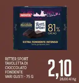 Supermercati Piccolo Ritter Sport Tavoletta di cioccolato fondente vari gusti offerta
