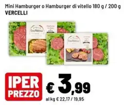 Iper La Grande Mini Hamburger o Hamburger di vitello offerta