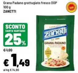 Iper La Grande Grana Padano grattugiato fresco DOP Zanetti offerta