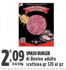 Rossotono Carrefour Smash Burger scottona di Bovino adulto offerta