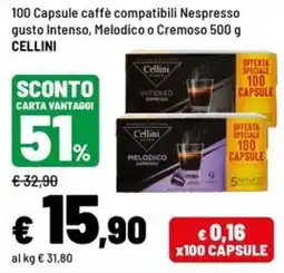 Iper La Grande Capsule caffè compatibili Nespresso Cellini offerta
