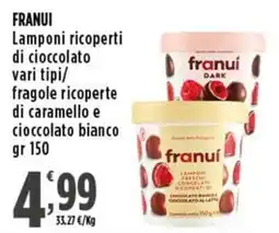 Rossotono Carrefour Franui lamponi ricoperti di cioccolato offerta