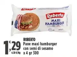 Rossotono Carrefour Roberto Pane maxi hamburger con semi di sesamo offerta