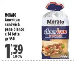 Rossotono Carrefour Morato American sandwich pane bianco offerta