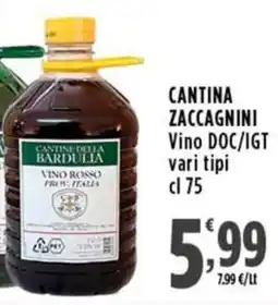 Rossotono Carrefour Cantine della Bardulia Vino Rosso offerta