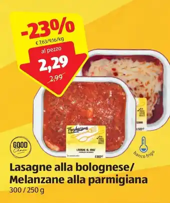 ALDI Lasagne alla bolognese/Melanzane alla parmigiana 300/250g offerta