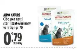 Rossotono Carrefour Almo Nature Cibo per gatti sterilizzato/urinary offerta