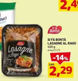 DPiù Lasagne al Ragù offerta
