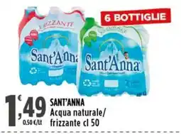 Rossotono Carrefour Sant'Anna Acqua naturale/frizzante offerta