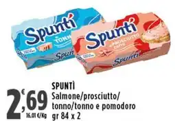 Rossotono Carrefour Spunti Salmone/prosciutto/tonno/tonno e pomodoro offerta
