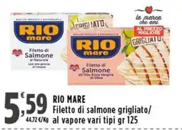 Rossotono Carrefour Rio mare Filetto di salmone grigliato/al vapore offerta