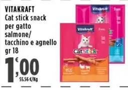 Rossotono Carrefour Vitakraft Cat stick snack offerta