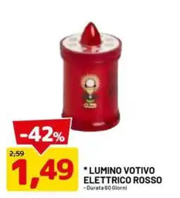 DPiù Lumino votivo elettrico rosso offerta