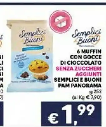 6 muffin con gocce di cioccolato 252 g