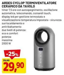 DPiù Ardes cyclop termoventilatore ceramico da tavolo offerta