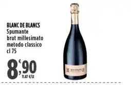 Rossotono Carrefour Blanc de Blancs Spumante brut millesimato metodo classico offerta