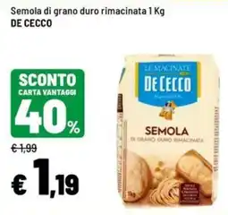 Iper La Grande Semola di grano duro rimacinata De Cecco offerta