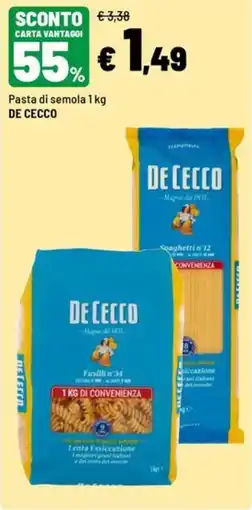 Iper La Grande Pasta di semola De Cecco offerta