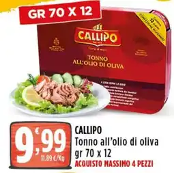 Rossotono Carrefour Callipo Tonno all’olio di oliva offerta