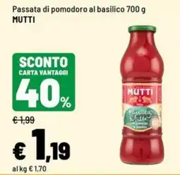 Iper La Grande Passata di pomodoro al basilico Mutti offerta