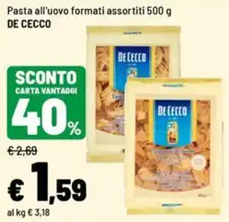 Iper La Grande Pasta all'uovo formati assortiti DE CECCO offerta