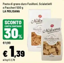 Iper La Grande Pasta di grano duro Fusilloni, Scialatielli o Paccheri LA MOLISANA offerta