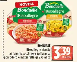 Rossotono Carrefour Bonduelle Risoallegre risotto ai funghi/zucchine e zafferano/pomodoro e mozzarella offerta