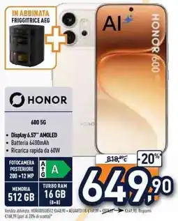 Unieuro Honor 600 5G offerta