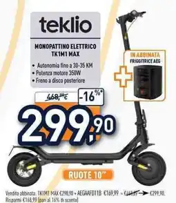 Unieuro teklio monopattino elettrico tk1m1 max offerta