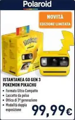 Unieuro Polaroid Istantanea Go Gen 3 Pokemon Pikachu offerta