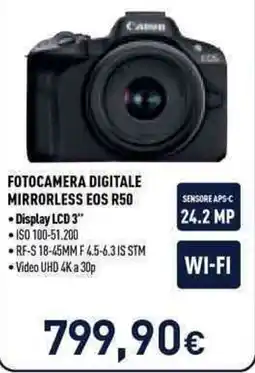 Unieuro Fotocamera digitale mirrorless EOS R50 offerta