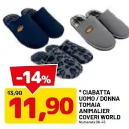 DPiù Ciabatta uomo / donna tomaia animalier coveri world offerta