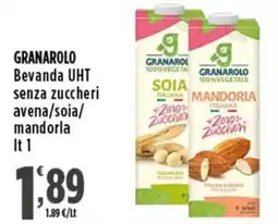 Rossotono Carrefour Granarolo bevanda UHT senza zuccheri avena/soia/mandorla offerta