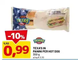 DPiù Texas in panini per hot dog offerta