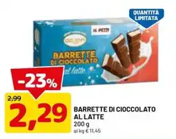 DPiù Barrette di cioccolato al latte offerta