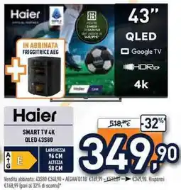 Unieuro Haier SMART TV 4K QLED 43S80 offerta