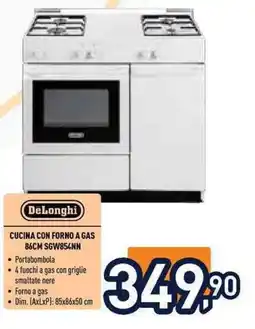 Unieuro DeLonghi cucina con forno a gas offerta