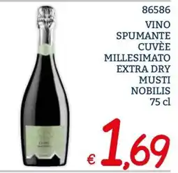 Zona Vino spumante cuvée millesimato extra dry musti nobilis offerta