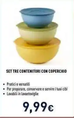 Unieuro Set tre contenitori con coperchio offerta