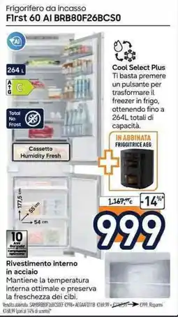 Unieuro Frigorifero da incasso First 60 AI offerta