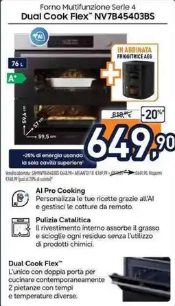 Unieuro Forno Multifunzione Serie 4 Dual Cook Flex NV7B45403BS offerta