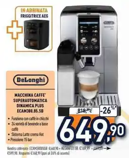 Unieuro DeLonghi macchina caffè superautomatica dinamica plus offerta