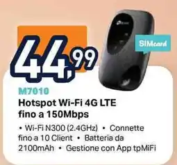 Unieuro Hotspot Wi-Fi 4G LTE M7010 offerta
